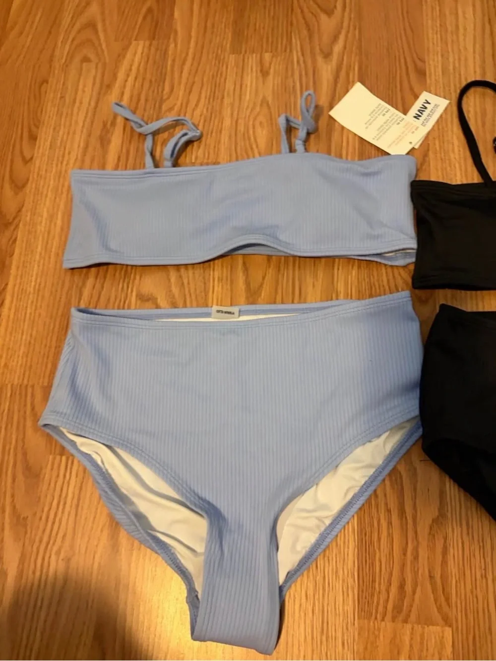 Old Navy Ribbed Bikini Set - Light Blue & Black
